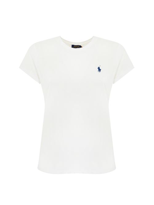 T-shirt con logo pony in cotone Bianco POLO RALPH LAUREN | 211898698005